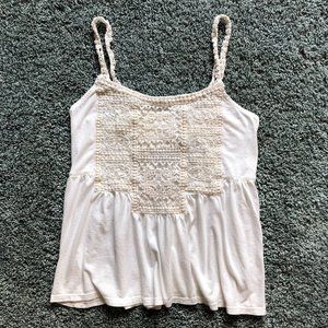 American Eagle cream crochet cami